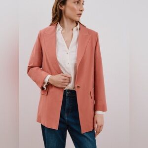 Phillip & Monica Women’s 100% Silk Single Button Blazer Size Large Dusty Pink
